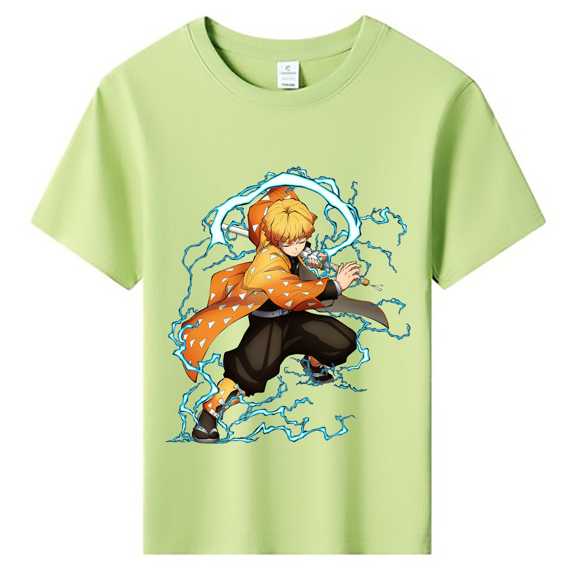 （画像用） 鬼滅の刃（きめつのやいば）我妻 善逸／あがつま ぜんいつ Agatsuma Zenitsu 綿100％キッズTシャツ（フロントプリント）